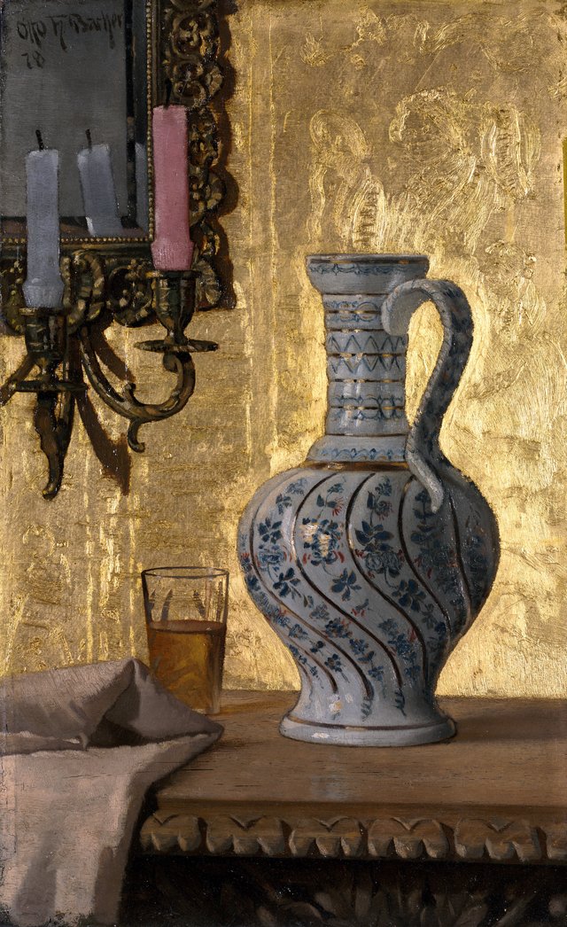 Pitcher and a Glass on a Table by Otto Henry Bacher