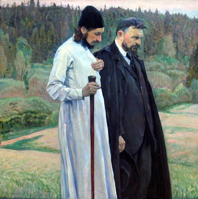 Portrait of the philosophers S.N. Bulgakov and P.A. Florensky by Mikhail Nesterov