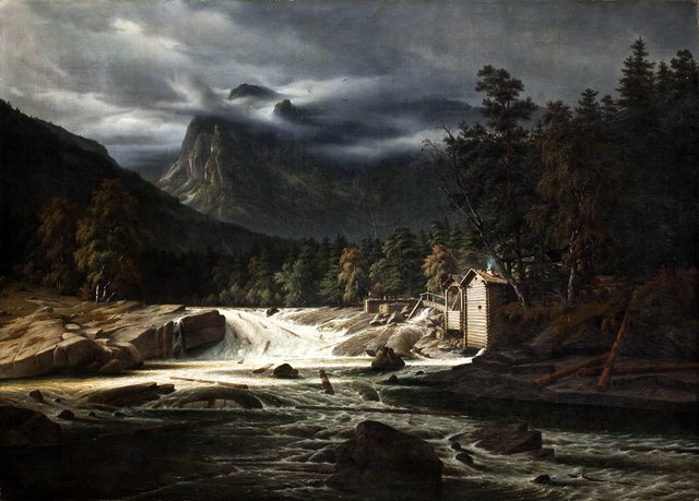 Norsk landskab, Marumfoss - Thorvaldsens Museum - B190 by Thomas Fearnley
