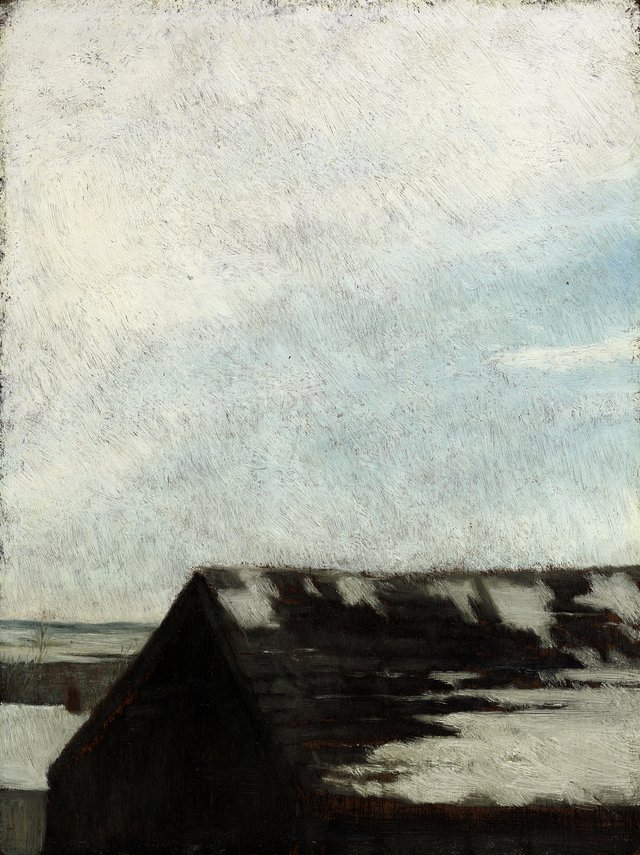 The Old Barn Under Snow, Newport by John La Farge