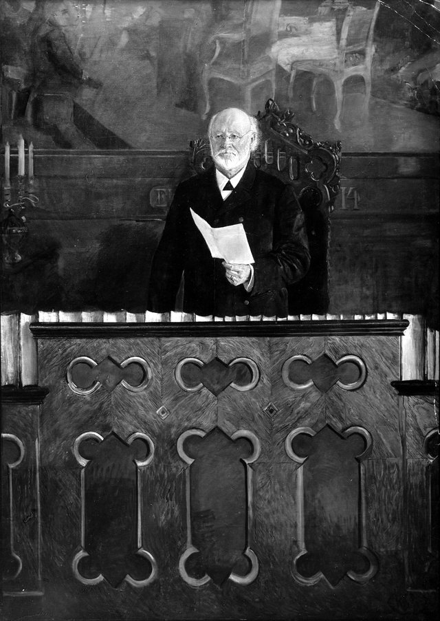 Stortingspresident Carl Berner leser 7. juni-erklæringen by Christian Krohg