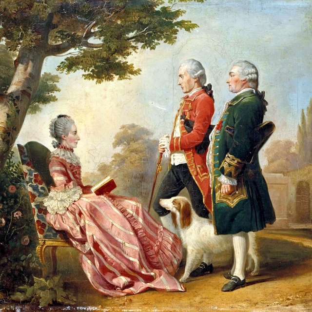 La marquise de Pons, le chevalier de Durfort et monsieur de Marguerie by Henri Félix Emmanuel Philippoteaux