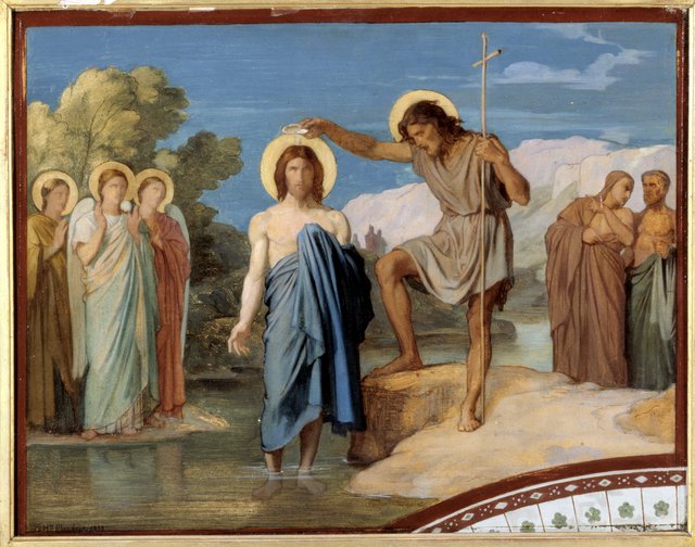 Le baptême du Christ Esquisse pour le décor de la nef de l'église Saint-Germain-des-Prés by Hippolyte Flandrin