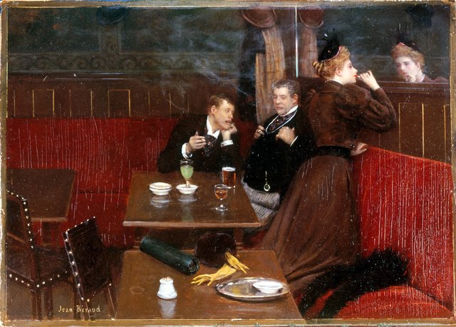 Trois personnages dans un café by Jean Béraud