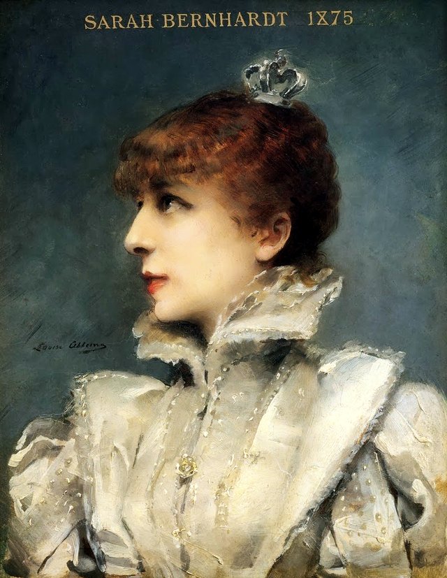 Portrait de Sarah Bernhardt (1844-1923), sociétaire de la Comédie-Française, dans le rôle de Marie de Neubourg (Ruy Blas) by Louise Abbéma