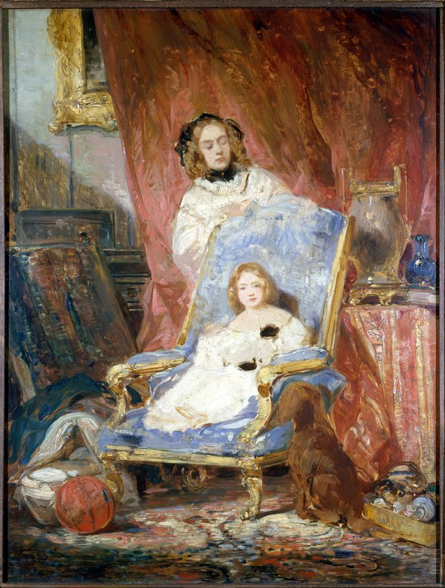 Porträt von Madame Isabey und ihrer Tochter by Eugène Isabey