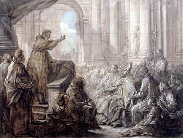 La prédication de saint Augustin devant Valère by Charles-André van Loo