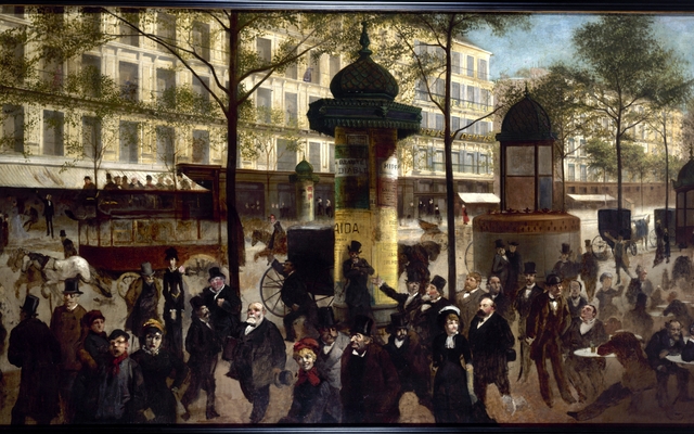 Esquisse pour un panorama du boulevard Montmartre animé des personnalités parisiennes contemporaines by André Gill