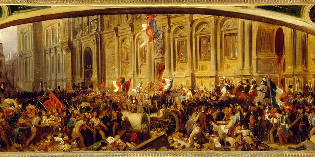 Lamartine repoussant le drapeau rouge à l'Hôtel de Ville, le 25 février 1848 by Henri Félix Emmanuel Philippoteaux