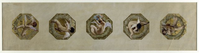Esquisse pour l'Hôtel de Ville de Paris, escalier des Fêtes : Génies portant des attributs de fête by Luc-Olivier Merson