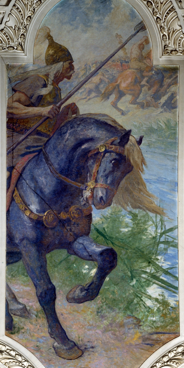 Histoire de Paris, la bataille de Lutèce : Camulogène, chef des Parisii attaque Labienus, lieutenant de César by Fernand Cormon