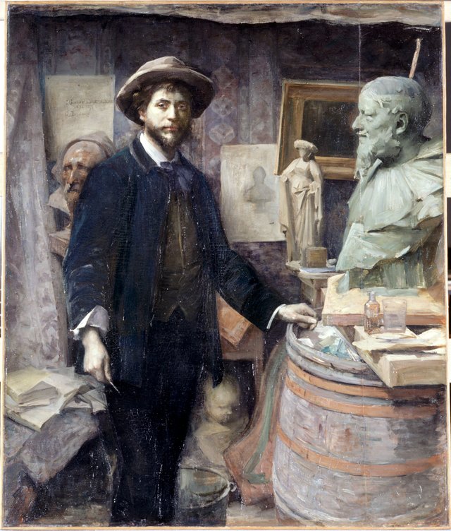 Portrait of Jean Carriès in his studio by Louise Catherine Breslau