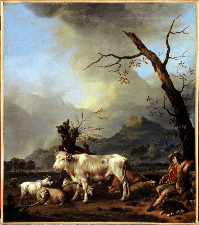 Schäfer und seine Herde by Johannes Lingelbach