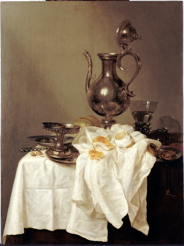 Still life with silver decanter by Willem Claesz. Heda