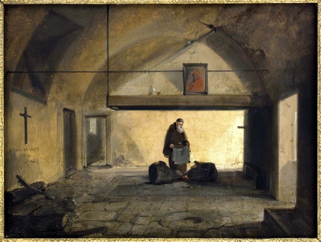 Un moine dans une salle voûtée by François Marius Granet