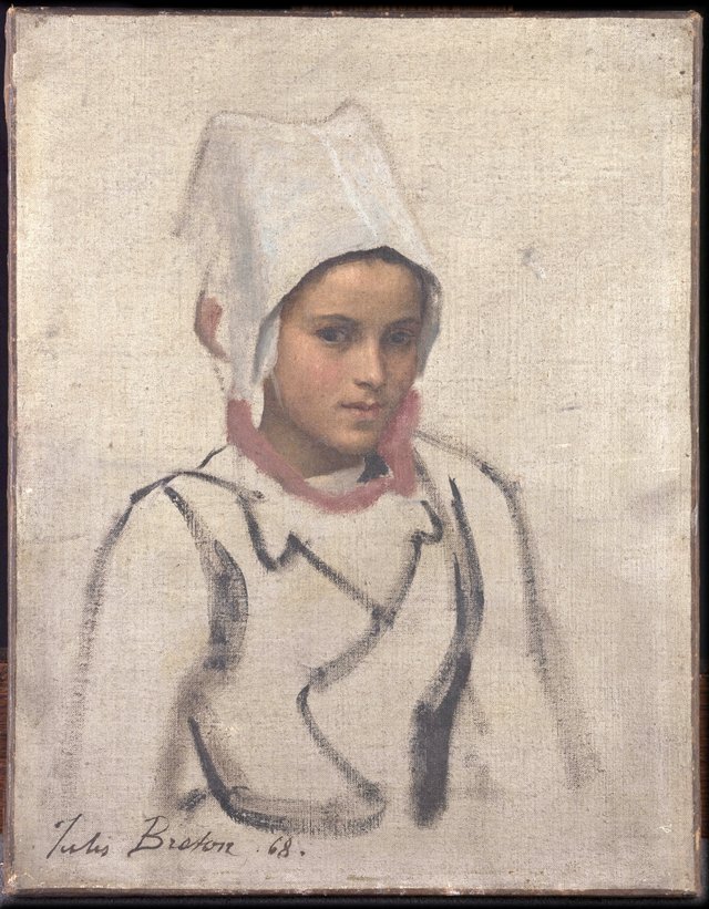 Tête de jeune Bretonne, étude pour le Pardon by Jules Breton