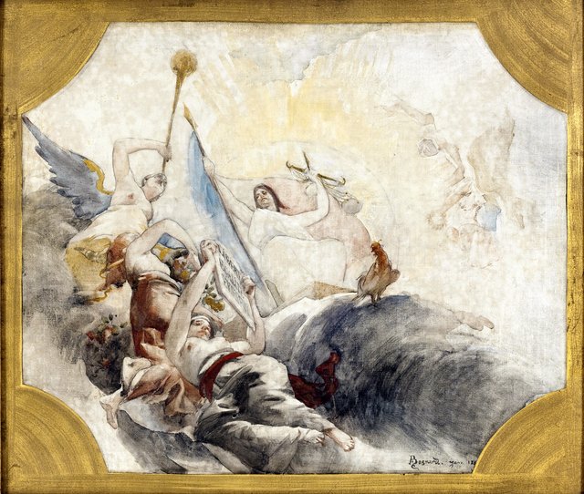Esquisse pour la salle des mariages de la mairie du 19ème arrondissement de la Ville de Paris : Le Triomphe de la République (Plafond) by Paul-Albert Besnard