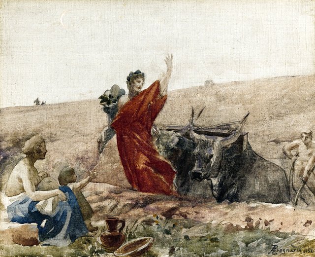 Esquisse pour la salle des mariages de la mairie du 19ème arrondissement de la Ville de Paris : Cérès - L'Abondance encourageant le Travail by Paul-Albert Besnard