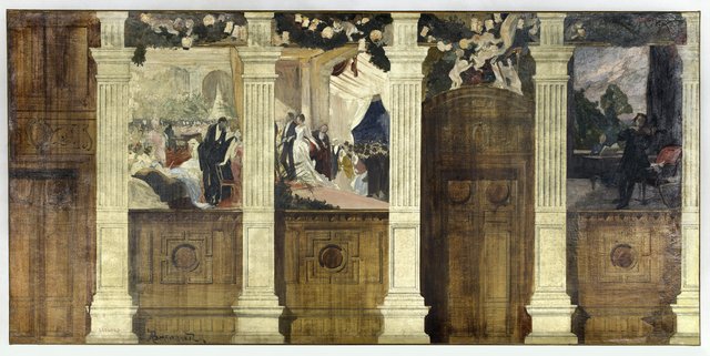 Esquisse pour la mairie du 4ème : Le Bal à la ville ou La Fête mondaine by Paul-Albert Besnard
