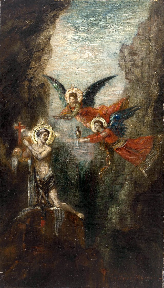 Un Saint au désert by Gustave Moreau