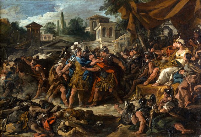 Le Combat des soldats nés des dents du serpent by Jean-François de Troy