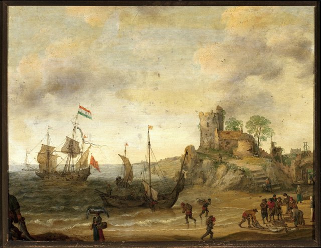 Fishermen at the seaside by Adam Willaerts