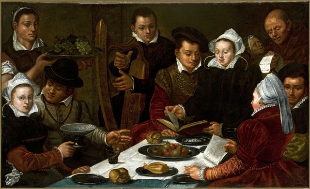 Company at the table by Dirck Barendsz.