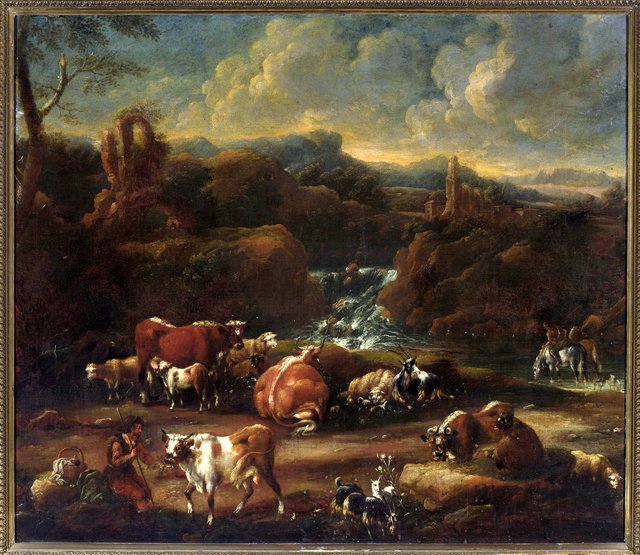 Herd in the mountains by Philipp Peter Roos