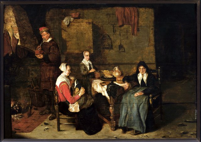Family scene by Quirijn van Brekelenkam