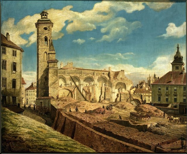 Demoliition of the church of the Bernardine Sisters in Warsaw by Marcin Zaleski