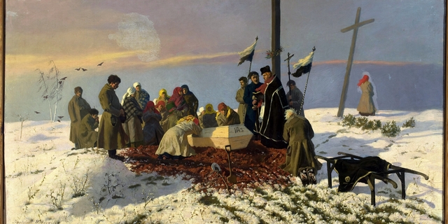 Funeral in the countryside by Stanisław Witkiewicz