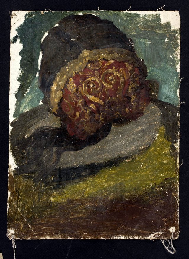 Woman's head in a cap, back view, study for the painting “Defence of Olsztyn by Karliński” by Kazimierz Alchimowicz