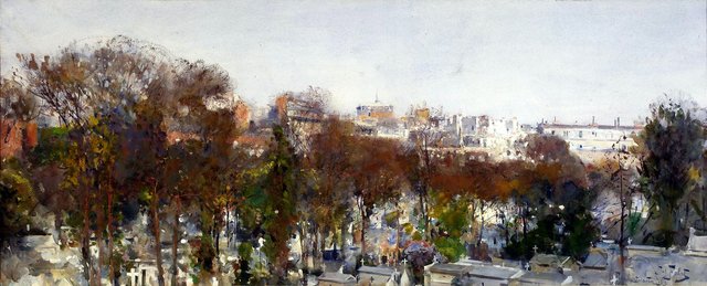 Montmartre Cemetery in Paris by Julian Fałat
