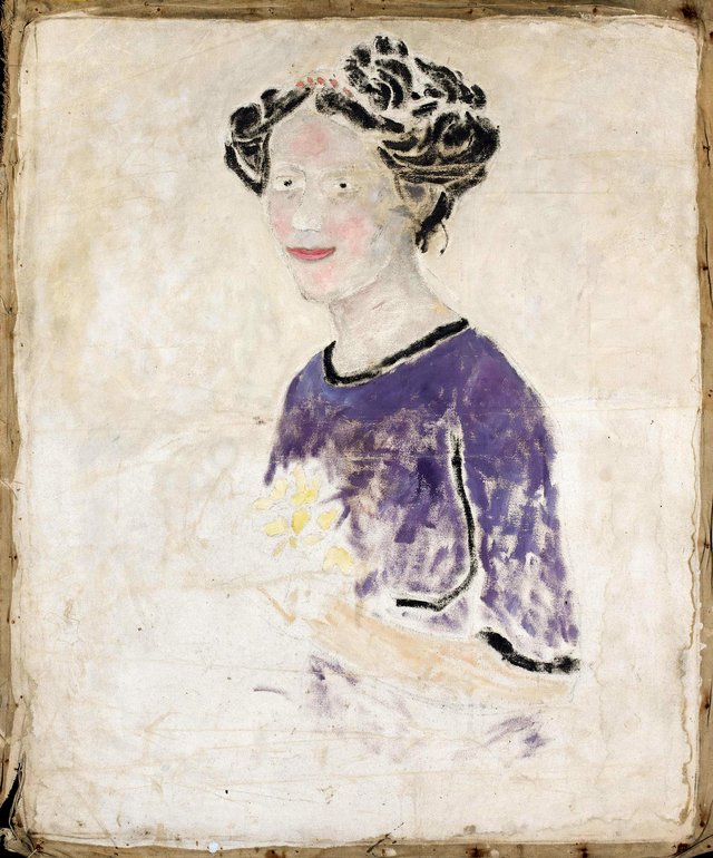 Woman in a lilac dress by Tadeusz Makowski