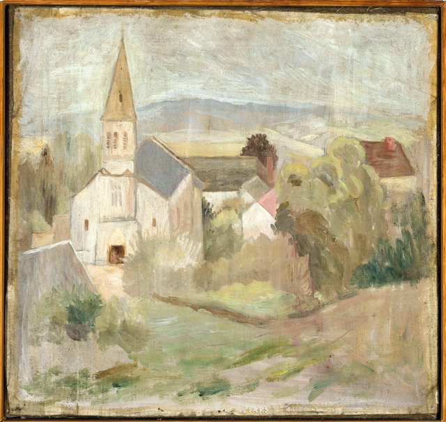Pejzaż z kościółkiem (La Comelle) by Tadeusz Makowski
