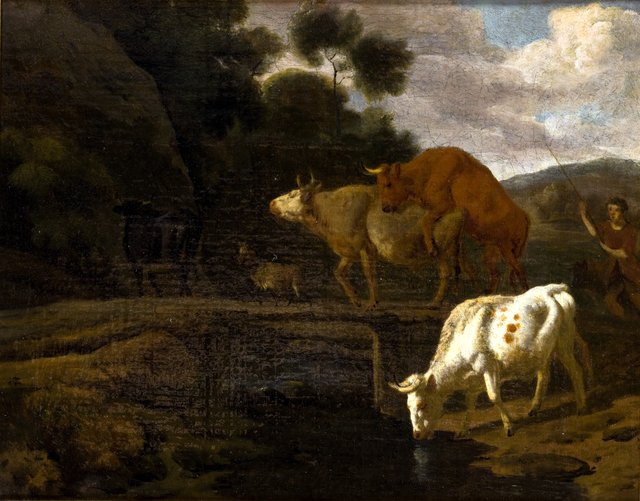 Cows on a Footbridge by Dirck van der Bergen