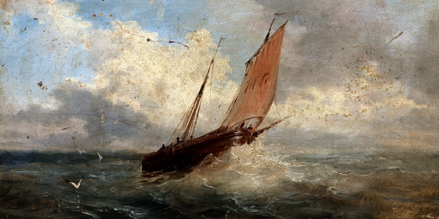 View of the Sea – Boat at the Sea by Jules Coignet