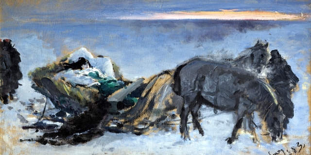 Gertruda Komorowska in the Sleigh by Leon Wyczółkowski