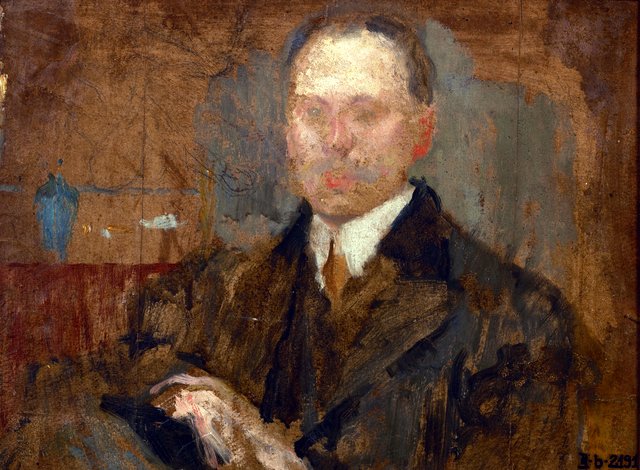 View from the Studio's Window / Sketch for a Male Portrait – two-sided painting by Olga Boznańska