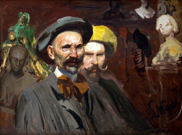 Self-Portrait with Konstanty Laszczka by Leon Wyczółkowski