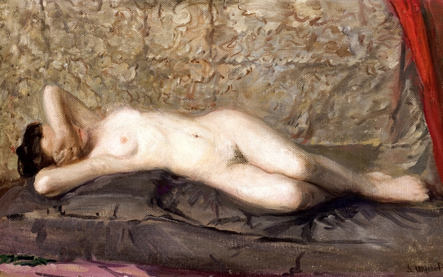 Nude Woman Lying by Leon Wyczółkowski