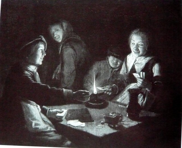 Card players by lamplight by Judith Leyster