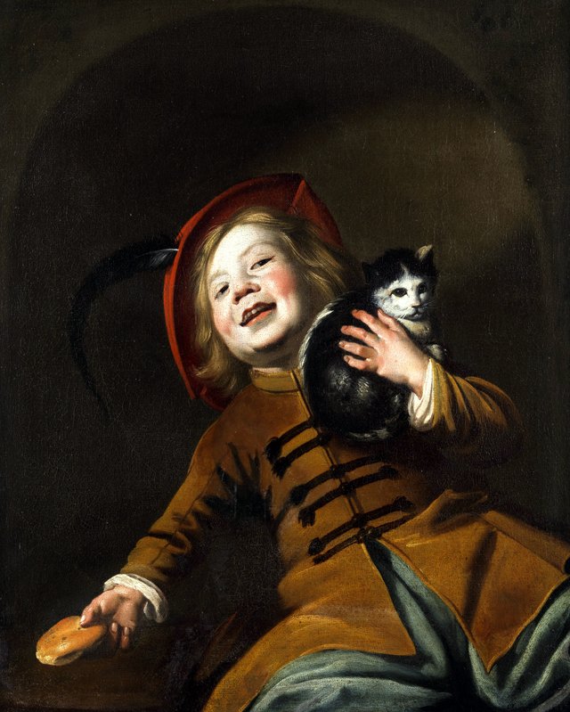 Portrait of a boy with a cat by Judith Leyster