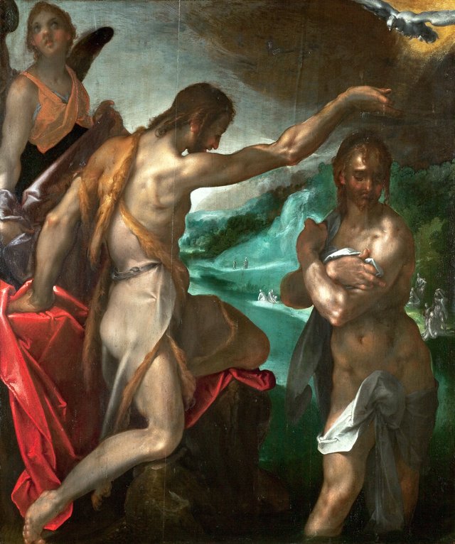 Baptism of Christ. by Bartholomeus Spranger