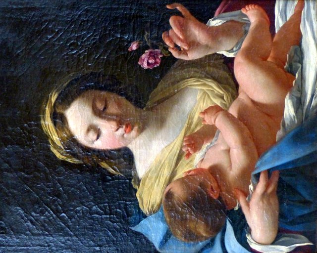 Virgin and Child with a Rose by Simon Vouet