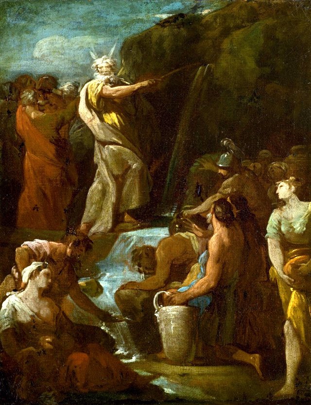 Moses Brings Forth Water Out Of The Rock by Antonio González Velázquez