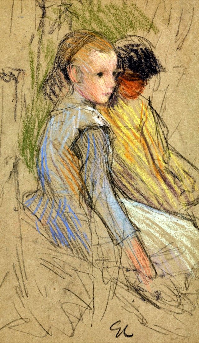 Study of Two Girls by George Clausen
