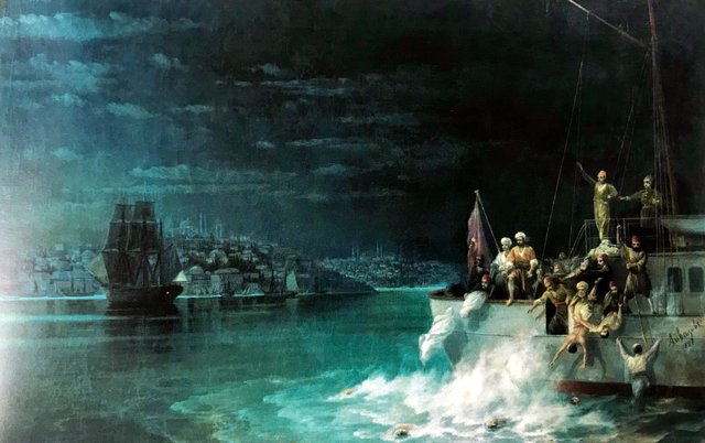 Night. The Tragedy at the Sea of Marmara by Ivan Aivazovsky