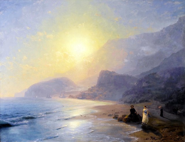 A. S. Pushkin and Countess M. N. Raevskaya by the sea near Gurzuf by Ivan Aivazovsky