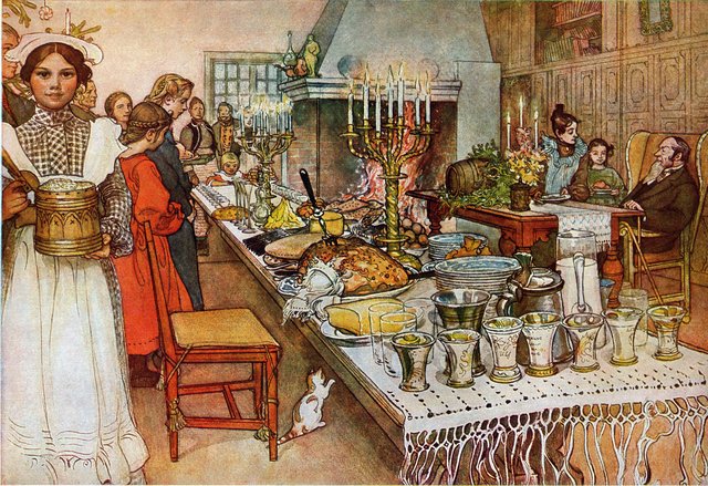 Christmas Eve dinner by Carl Larsson